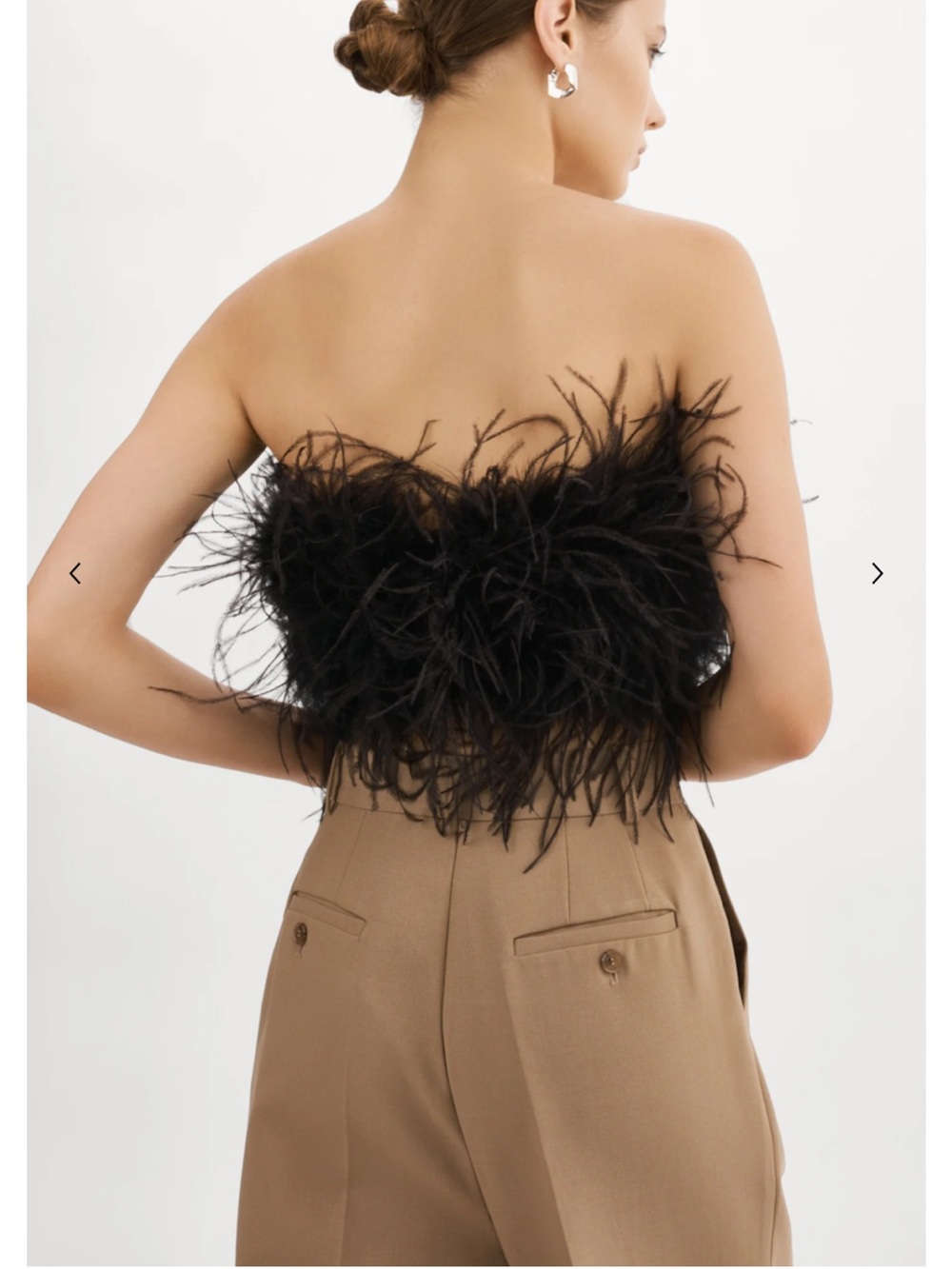 Lamarque Black Feather Strapless Crop Camisole - Picture 3 of 4
